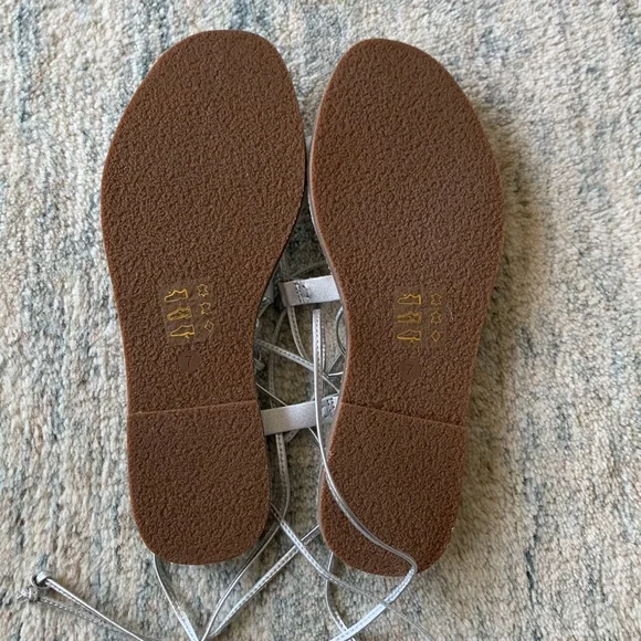 NWT Madewell Boardwalk Lace-Up Sandal in Metallic Leather - Picture 6 of 6